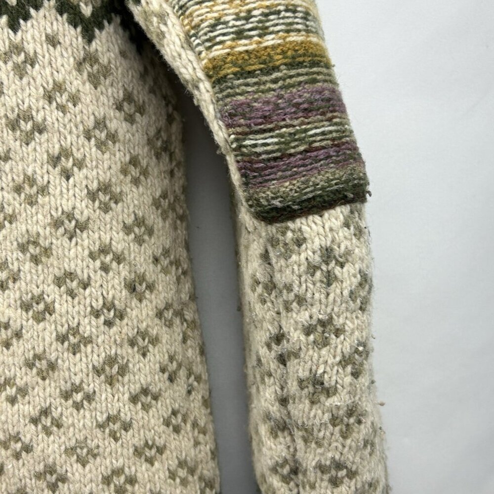 Eddie Bauer XL Womens Cardigan Sweater Wool Blend Fair Isle Shawl Collar VTG - Picture 15 of 16